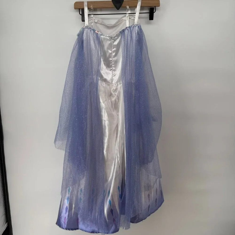 Frozen Elsa Costume 4-6 Disney Snow Queen White Dress Blue Cape Sparkle